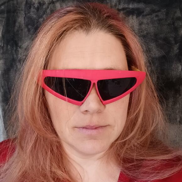 VTG Pizza Hut 1980's Back to the Future II Sunglasses Shades Pink/Neon Yellow - Picture 3 of 7